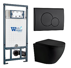 Унитаз с инсталляцией WeltWasser MARBERG 507 + MERZBACH 043 MT-BL + MAR 507 RD MT-BL купить в интернет-магазине Sanbest