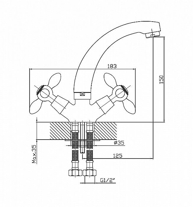 Смеситель для раковины Agger Retro A1901100 хром купить в интернет-магазине сантехники Sanbest