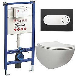 Унитаз с инсталляцией Pestan Fluenta Rimless SET40006661OB безободковый, с крышкой микролифт купить в интернет-магазине Sanbest