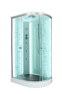 Душевая кабина DTO EM1511LLED+GM 110х80 с гидромассажем, стекло матовое/профиль хром купить в интернет-магазине Sanbest