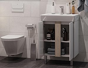 Тумба с раковиной Акватон Кантри 60 белая/дуб верона для ванной в интернет-магазине Sanbest