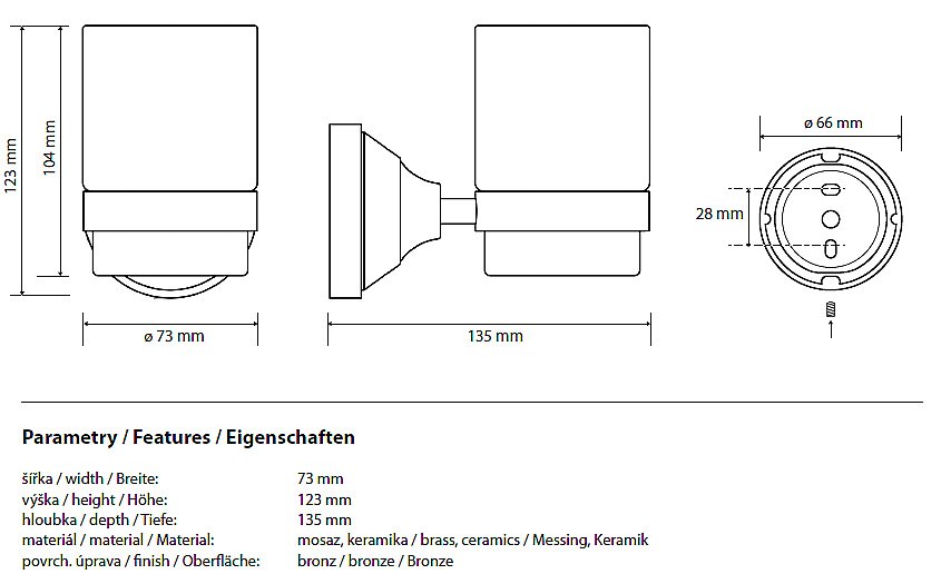 Стакан для зубных щеток Bemeta Kera 144710017 бронза купить в интернет-магазине сантехники Sanbest