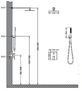 Душевая система Vincea Dice VSFW-2DS1GM вороненая сталь купить в интернет-магазине сантехники Sanbest
