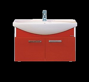 Тумба с раковиной подвесная Misty Джулия 85 красная для ванной в интернет-магазине Sanbest