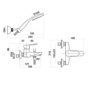 Смеситель для ванны Webert Sax Evolution SE850101015 хром купить в интернет-магазине сантехники Sanbest