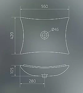 Раковина накладная Gid Creativo 56 N9176 51129 белая купить в интернет-магазине сантехники Sanbest