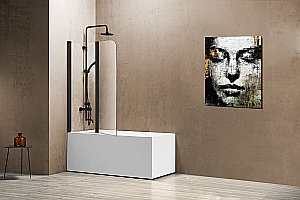 Шторка для ванны VSB-12114CLB 114x140 черный/прозрачная купить в интернет-магазине Sanbest