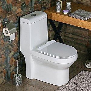 Унитаз моноблок Melana MLN-2806D/2012D белый, с крышкой микролифт, безободковый купить в интернет-магазине Sanbest