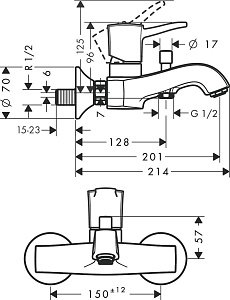 Смеситель для ванны Hansgrohe Metropol Classic 31340090 купить в интернет-магазине сантехники Sanbest