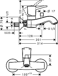 Смеситель для ванны Hansgrohe Metropol Classic 31340090 купить в интернет-магазине сантехники Sanbest