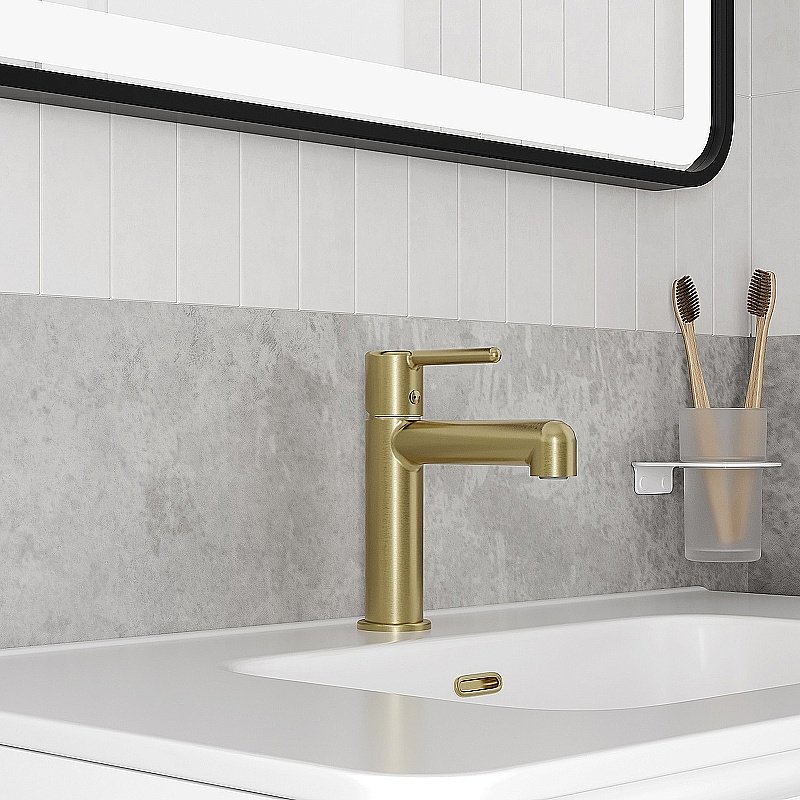 Смеситель для раковины Iddis Aiger AIGSB01i01 матовое золото купить в интернет-магазине сантехники Sanbest