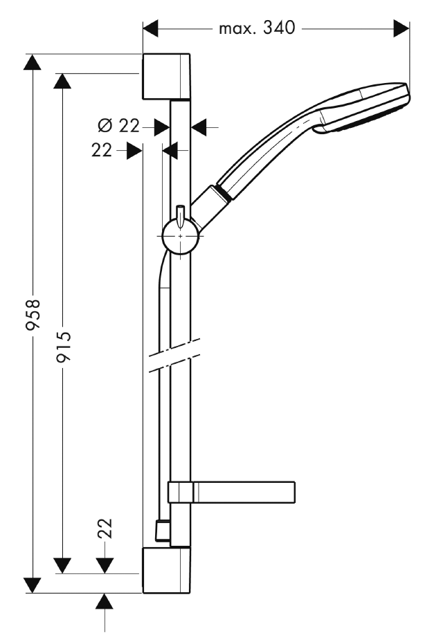 Душевая гарнитура Hansgrohe Croma 100 Vario 27771000 купить в интернет-магазине сантехники Sanbest