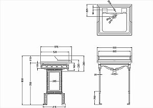 Консоль с раковиной Burlington Classic B15 1TH полированный алюминий для ванной в интернет-магазине сантехники Sanbest