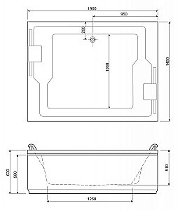 Акриловая ванна CEZARES PLANE_DUO-190-145-51-W37 купить в интернет-магазине Sanbest
