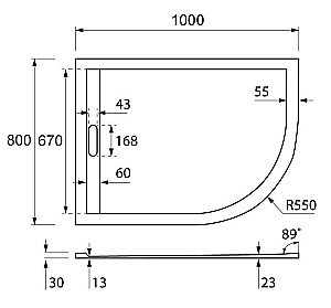Душевой поддон Cezares TRAY AS-RH 100x80 белый купить в интернет-магазине Sanbest