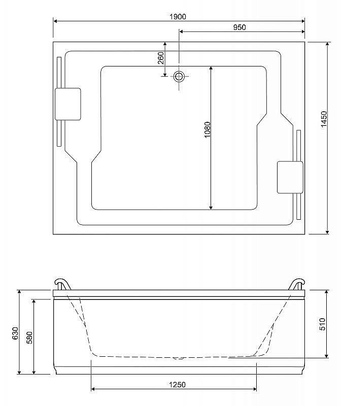 Акриловая ванна CEZARES PLANE_DUO-190-145-51-W37 купить в интернет-магазине Sanbest