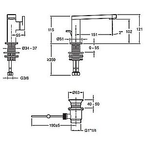 Cмеситель для раковины Jacob Delafon COMPOSED E73167-CP купить в интернет-магазине сантехники Sanbest