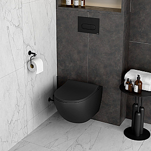 Унитаз подвесной VitrA Sento 7748B083-0101 безободковый, матовый черный купить в интернет-магазине Sanbest