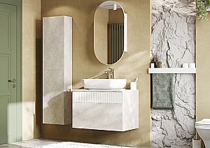 Тумба с раковиной Акватон Марбл 80/Лола 60 слейт/белая матовая для ванной в интернет-магазине Sanbest