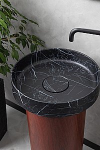 Раковина Boheme Corian 40 801-NM+801-Base-RWood Nero Marquina/Red Wood купить в интернет-магазине Sanbest