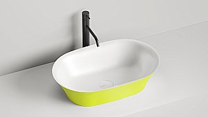 Раковина накладная Salini Mona 110821MRH 60 из искусственного камня S-Stone, белая матовая, цвет по RAL снаружи купить в интернет-магазине Sanbest