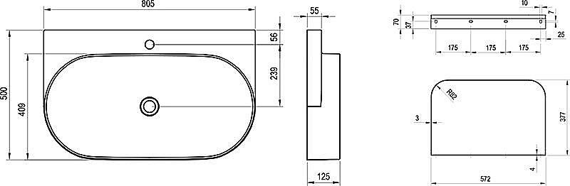 Раковина Ravak Yard 800 XJX0E280001 белый матовый купить в интернет-магазине Sanbest