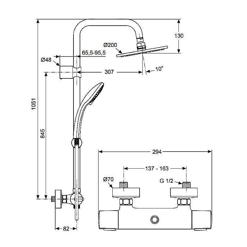 Душевая система Ideal Standard Idealduo A5686AA купить в интернет-магазине сантехники Sanbest