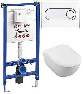 Унитаз с инсталляцией Pestan Fluenta Rimless SET40006661OW безободковый, с крышкой микролифт купить в интернет-магазине Sanbest