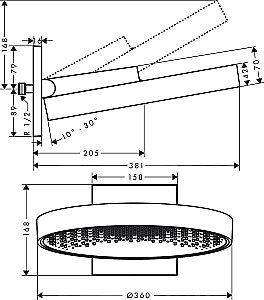 Верхний душ Hansgrohe Rainfinity 26230140 бронза купить в интернет-магазине сантехники Sanbest