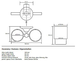Двойной держатель со стаканами Bemeta Retro 144110027 бронза купить в интернет-магазине сантехники Sanbest