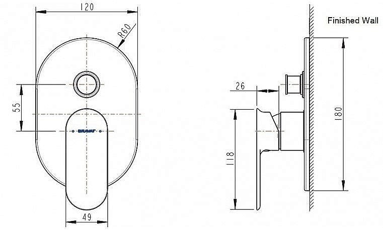 Смеситель для душа Bravat GINA PB865104CP-2-ENG купить в интернет-магазине сантехники Sanbest