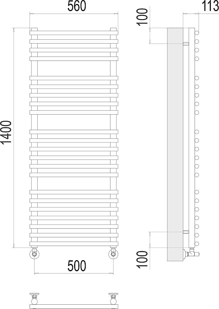 Полотенцесушитель водяной Terminus Кремона П22 500х1400 купить в интернет-магазине сантехники Sanbest