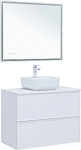 Тумба с раковиной Aquanet Арт 90 белая матовая для ванной в интернет-магазине Sanbest