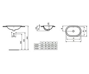 Раковина врезная сверху столешницы Ideal Standard Connect 62 E504901 белая купить в интернет-магазине Sanbest