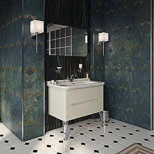 Тумба с раковиной Kerasan Waldorf 925530 Vaniglia matt 100 ваниль с 1 отверстием/заглушка золото для ванной в интернет-магазине Sanbest