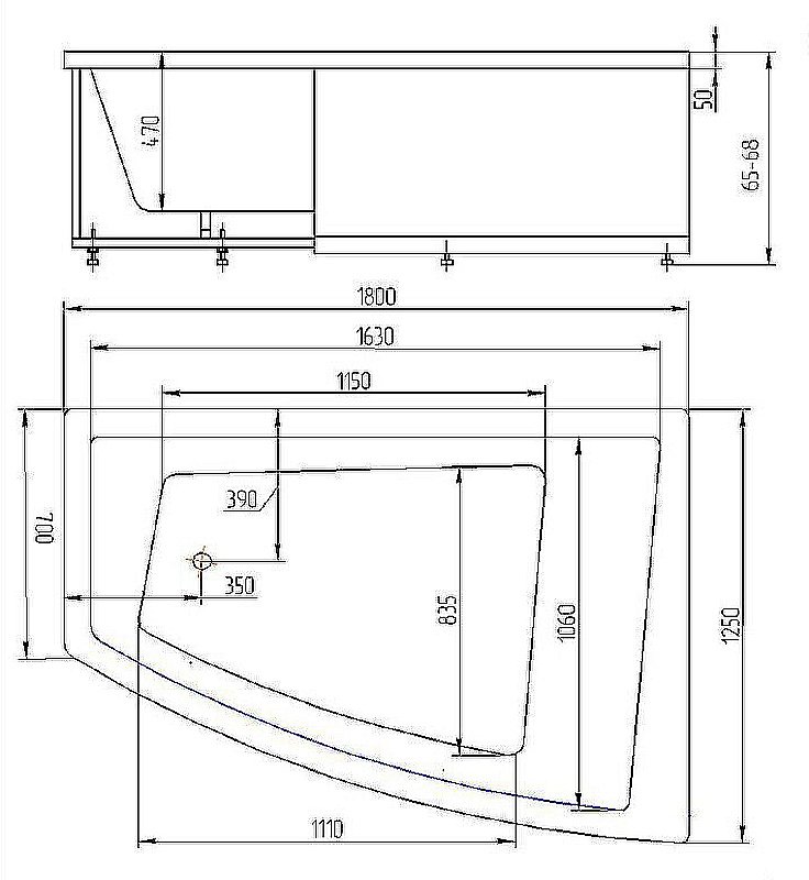 Ванна Aquatek Оракул 180х125/70 белая купить в интернет-магазине Sanbest