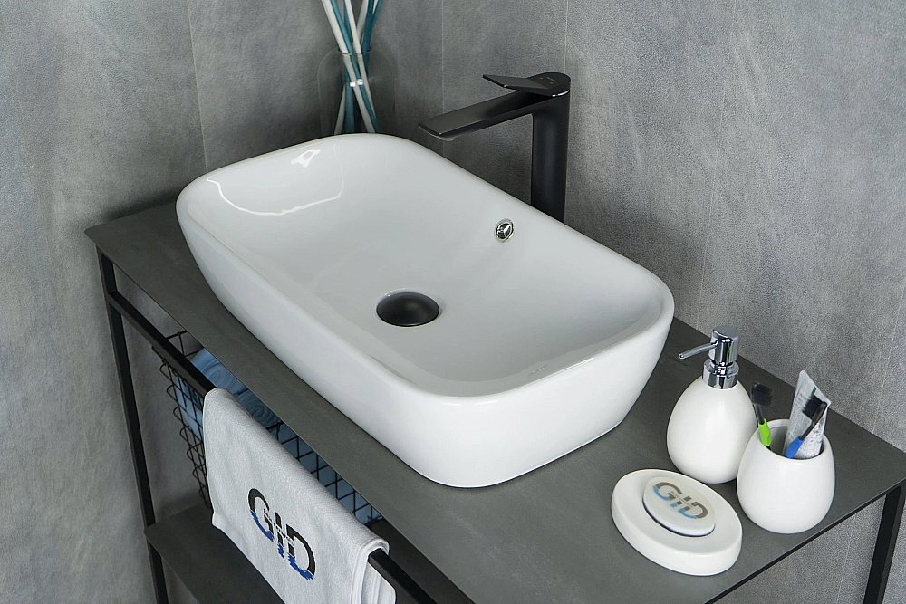 Раковина накладная Gid Geometrico 61 N9217 51132 белая купить в интернет-магазине Sanbest