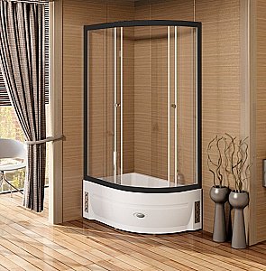 Душевой уголок Радомир Соул 2 120х80 высокий поддон, стекло прозрачное/профиль черный купить в интернет-магазине Sanbest