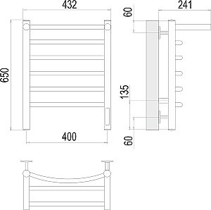 Полотенцесушитель электрический с полочкой Terminus Классик П6 400х650 купить в интернет-магазине сантехники Sanbest