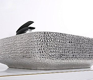 Раковина накладная Ceramalux NC 39 D1303H020 серебро, черная купить в интернет-магазине Sanbest