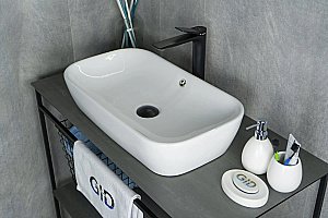 Раковина накладная Gid Geometrico 61 N9217 51132 белая купить в интернет-магазине Sanbest