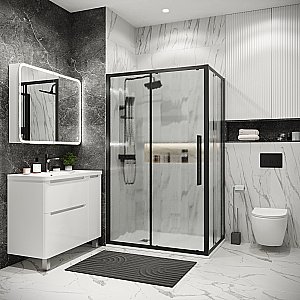 Душевой уголок Grossman Cosmo 120.K33.02.1080.21.02 100x80 стекло шиншилла/профиль черный матовый купить в интернет-магазине Sanbest