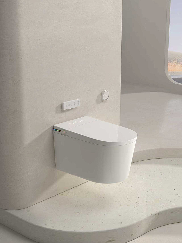Подвесной умный унитаз SantiLine SL-5038 безободковый, с инсталяцией, с крышкой микролифт, с биде, белый купить в интернет-магазине Sanbest