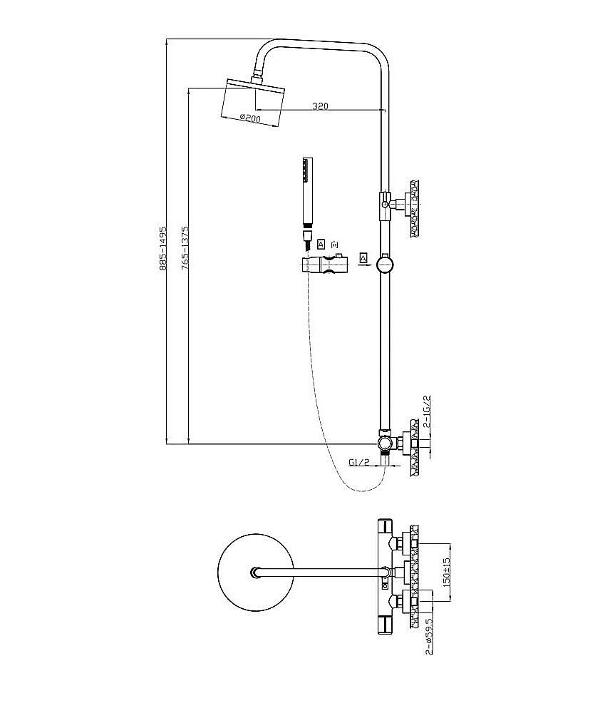 Душевая система Agger Slim A2291200 хром купить в интернет-магазине сантехники Sanbest