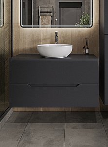 Тумба с раковиной Orange Line 100 Li-100TugMDF+B07-420W графит/белый для ванной в интернет-магазине Sanbest