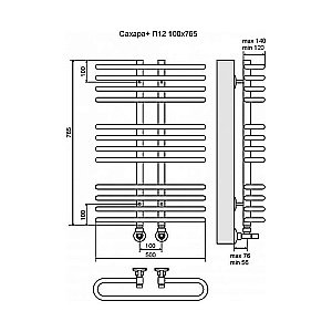 Полотенцесушитель водяной Terminus Сахара плюс П12 100x765 купить в интернет-магазине сантехники Sanbest