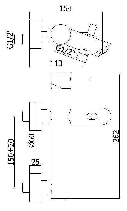 Смеситель для ванны Paffoni Light LIG022NO купить в интернет-магазине сантехники Sanbest