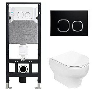 Унитаз с инсталляцией WeltWasser AMBERG 506 + ERLENBACH 004 GL-WT + AMBERG RD-BL купить в интернет-магазине Sanbest