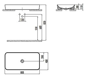 Раковина Creavit Ultra 80 UL080-0000 белая купить в интернет-магазине Sanbest