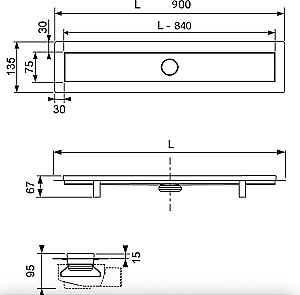 Душевой лоток TECE Linus 15103099 2 в 1 90 см купить в интернет-магазине Sanbest